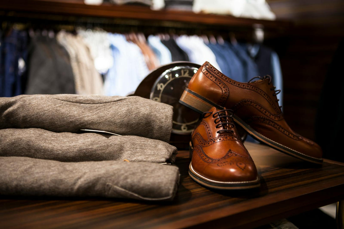 Wingtip brogue in tailoring shop — Italian leather